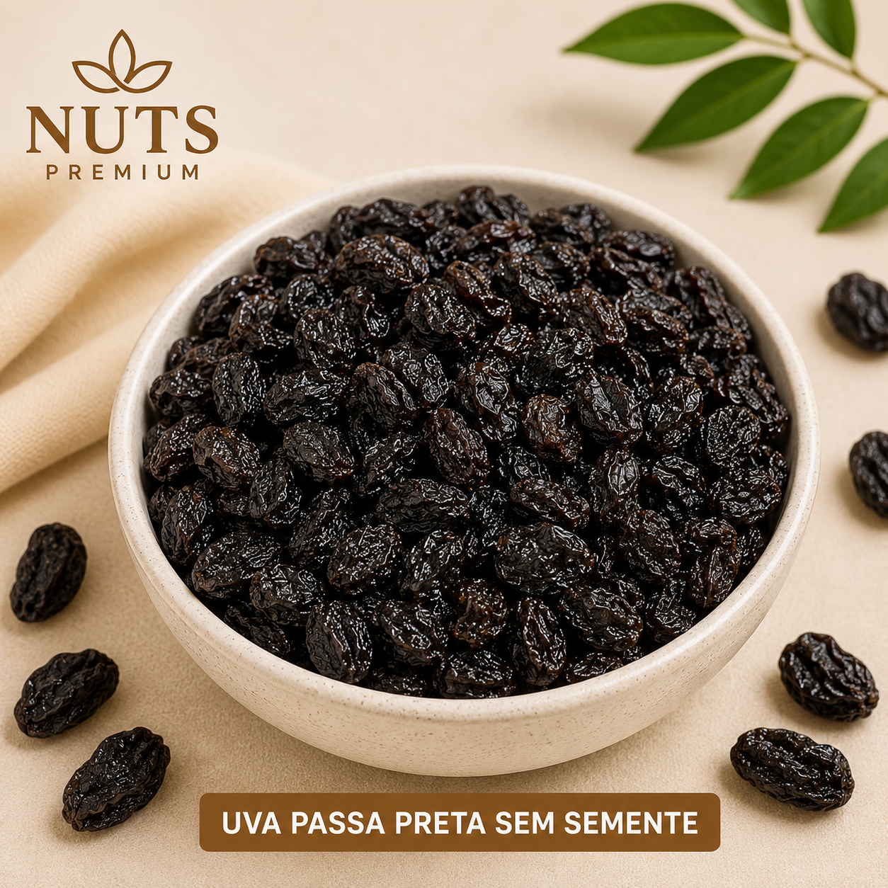 Uva passa preta sem semente